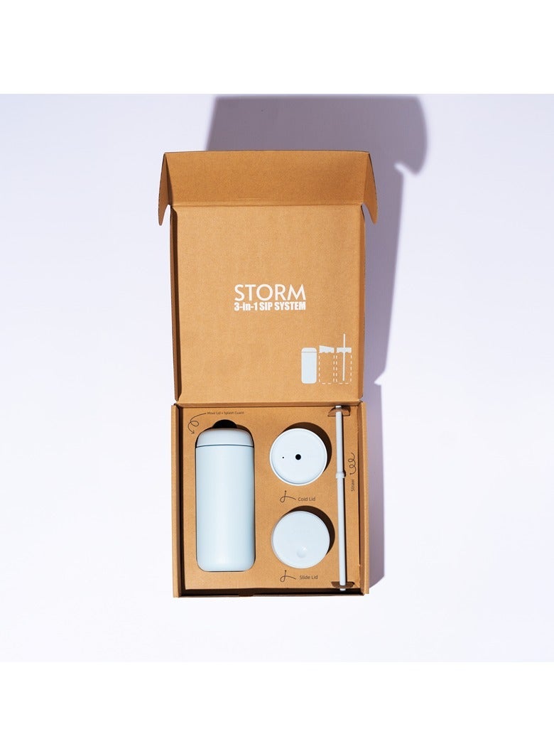 Storm Carter 16oz Thermal Travel Mug inlight blue  with Ceramic Liner for Hot and Cold Drinks - Image 1